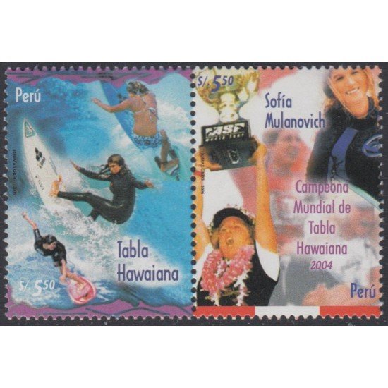 Perú 1586/87 2006 Deporte Surf Sofía Mulanovich campeona del mundo MNH Perú 1586/87 2006 Deporte Surf Sofía Mulanovich campeona del mundo MNH