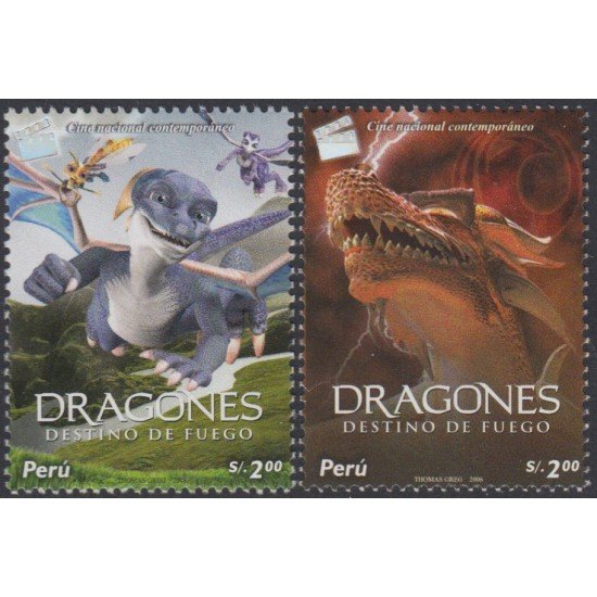 Perú 1616/17 2007 Cine Internacional Contemporáneo Dragones MNH Perú 1616/17 2007 Cine Internacional Contemporáneo Dragones MNH