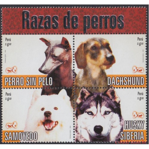 Perú 1623/26 2007 Razas de perros dog  MNH