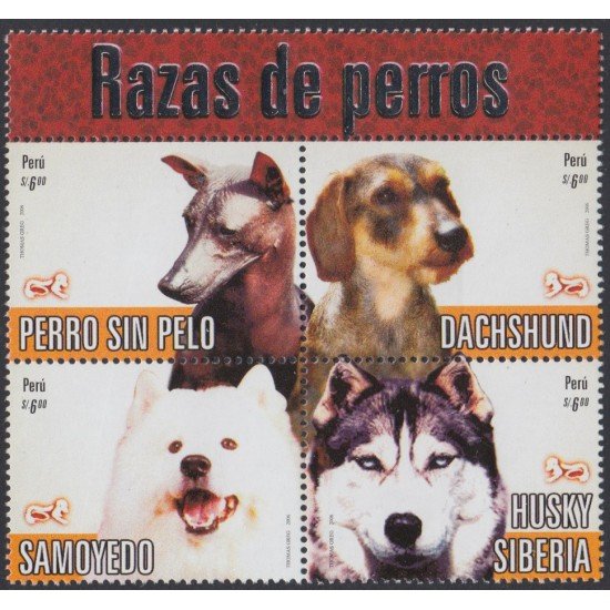 Perú 1623/26 2007 Razas de perros dog  MNH