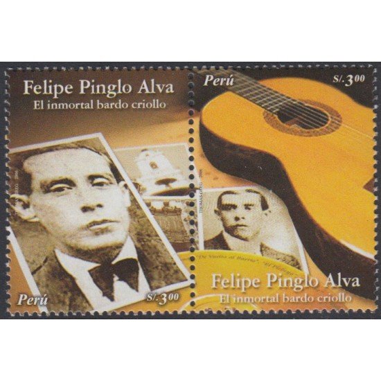 Perú 1630/31 2007 Felipe Pinglo Alva músico music guitarra guitar MNH Perú 1630/31 2007 Felipe Pinglo Alva músico music guitarra guitar MNH
