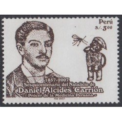 Perú 1700 2007 150 Años del natalicio de Daniel Alcides Carrión fauna MNH Perú 1700 2007 150 Años del natalicio de Daniel Alcides Carrión fauna MNH
