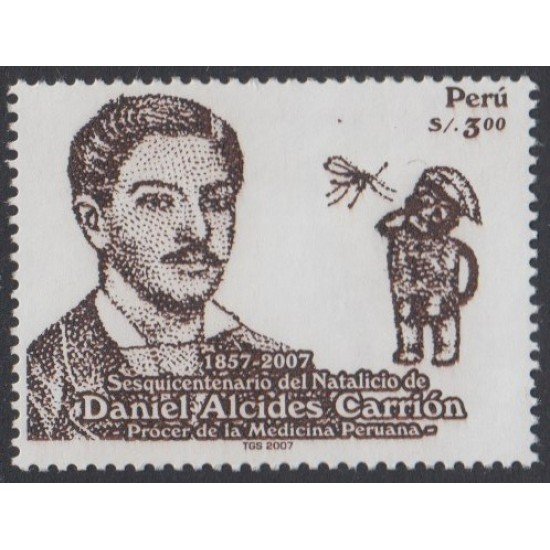 Perú 1700 2007 150 Años del natalicio de Daniel Alcides Carrión fauna MNH Perú 1700 2007 150 Años del natalicio de Daniel Alcides Carrión fauna MNH