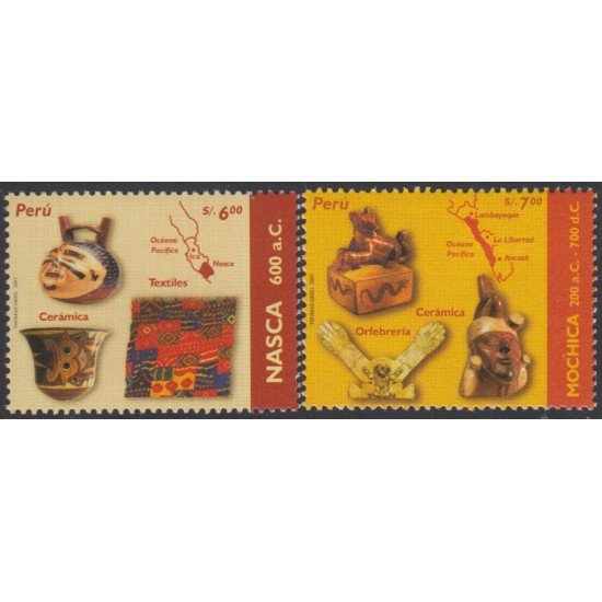 Perú 1704/05 2007 Culturas antiguas Civilizaciones Nasca y Mochica MNH Perú 1704/05 2007 Culturas antiguas Civilizaciones Nasca y Mochica MNH