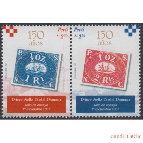 Perú 1708/09 2007 150 Años Primer Sello Postal Peruano MNH