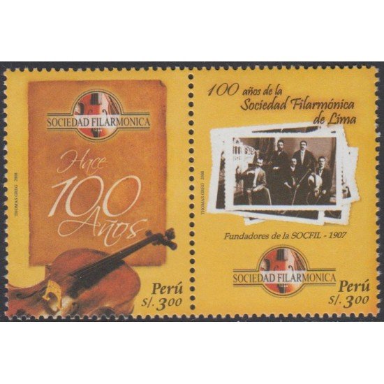 Perú 1722/23 2008 100 Años de la Sociedad Filarmónica de Lima MNH Perú 1722/23 2008 100 Años de la Sociedad Filarmónica de Lima MNH