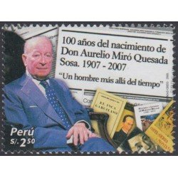 Perú 1739 2008 100 años del nacimiento de Don Aurelio Miró Quesada Sosa MNH Perú 1739 2008 100 años del nacimiento de Don Aurelio Miró Quesada Sosa MNH