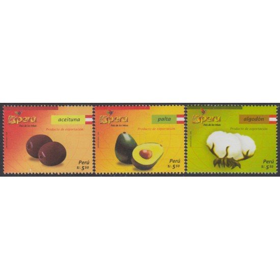 Perú 1741/43 2008 Producto agricolas de exportación MNH Perú 1741/43 2008 Producto agricolas de exportación MNH