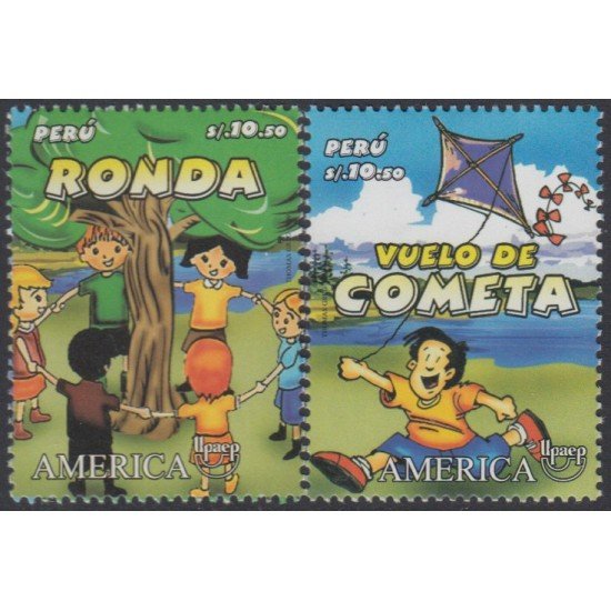 Perú 1798/99 2009 América UPAEP Juegos tradicionales Ronda cometa MNH Perú 1798/99 2009 América UPAEP Juegos tradicionales Ronda cometa MNH