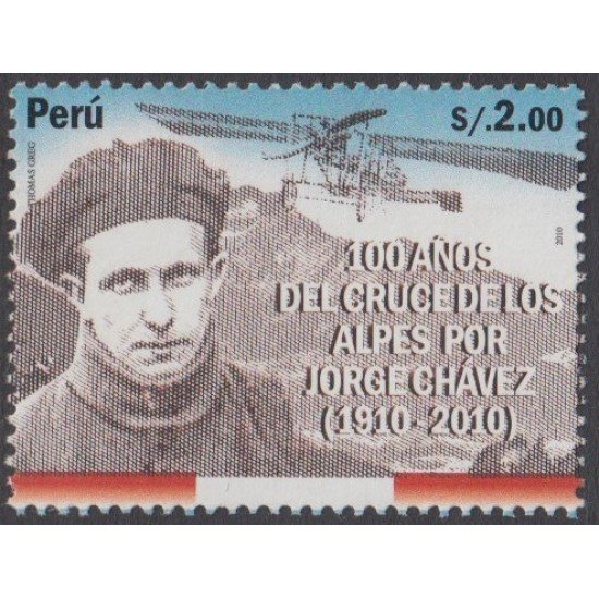Perú 1863 2010 100 años del cruce de Los Alpes por Jorge Chávez MNH Perú 1863 2010 100 años del cruce de Los Alpes por Jorge Chávez MNH