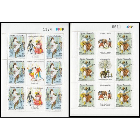 Upaep Uruguay 2377/78 2008 Fiestas Nacionales Minihojitas MNH Upaep Uruguay 2377/78 2008 Fiestas Nacionales Minihojitas MNH