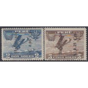 Perú A-14/15 1936 Timbres de 1934 con el nuevo valor de sobrecarga MH