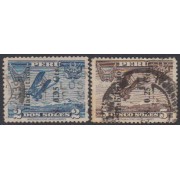 Perú A-14/15 1936 Timbres de 1934 con el nuevo valor de sobrecarga Usado