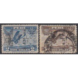 Perú A-14/15 1936 Timbres de 1934 con el nuevo valor de sobrecarga Usado Perú A-14/15 1936 Timbres de 1934 con el nuevo valor de sobrecarga Usado