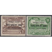 Perú A- 69/70 1947 Primer vuelo Lima - Nueva York MNH