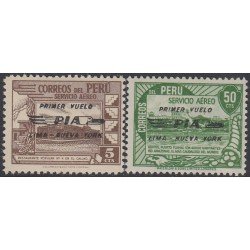 Perú A- 69/70 1947 Primer vuelo Lima - Nueva York MNH Perú A- 69/70 1947 Primer vuelo Lima - Nueva York MNH
