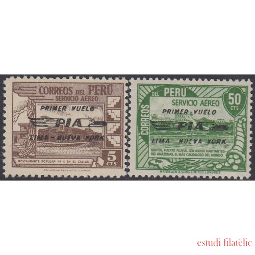 Perú A- 69/70 1947 Primer vuelo Lima - Nueva York MNH