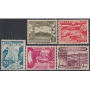 Perú A- 78/82 1949/50 Tipos de 1938 Carreteras Ferrocarril Puentes MNH