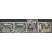Perú A- 83/86 1949 Timbres de 1938 Centro geográfico carretera ferrocarril Usado