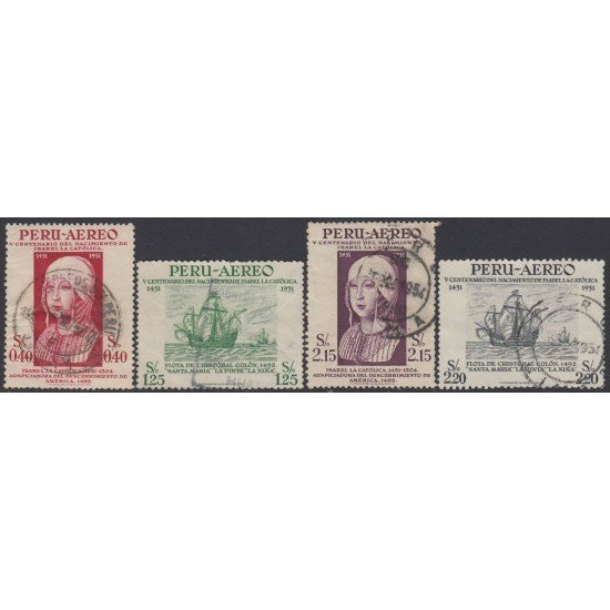 Perú A- 112/15 1953 V Centenario del nacimiento de Isabel La Católica Usado Perú A- 112/15 1953 V Centenario del nacimiento de Isabel La Católica Usado