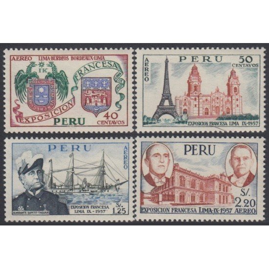 Perú A- 121/24 1957 Exposición Francesa en Lima MNH Perú A- 121/24 1957 Exposición Francesa en Lima MNH