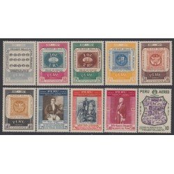 Perú A- 125/34 1957 Centenario de timbre peruano Diversos temas MH Perú A- 125/34 1957 Centenario de timbre peruano Diversos temas MH