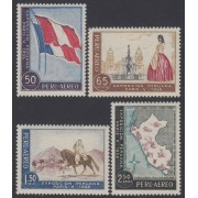 Perú Aéreo 138/41 1958 Exposición peruana de París Caballo Bandera MNH