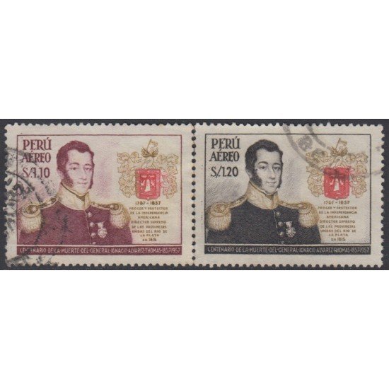 Perú A- 146/47 1958 Centenario de la muerte del General Álvarez Thomas Usado Perú A- 146/47 1958 Centenario de la muerte del General Álvarez Thomas Usado