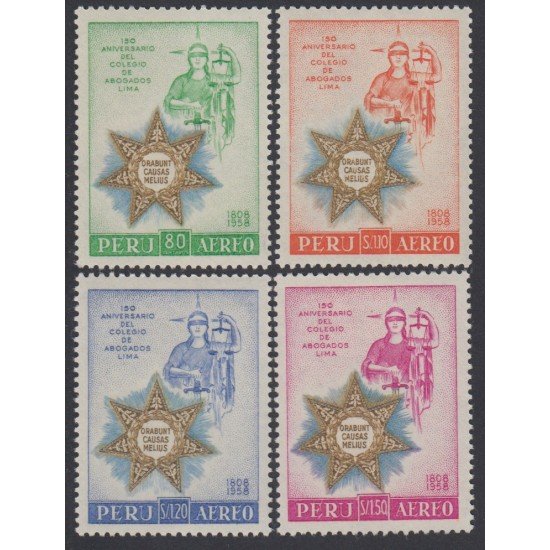 Perú A- 148/51 1958 150 Aniversario del Colegio de Abogados MNH Perú A- 148/51 1958 150 Aniversario del Colegio de Abogados MNH