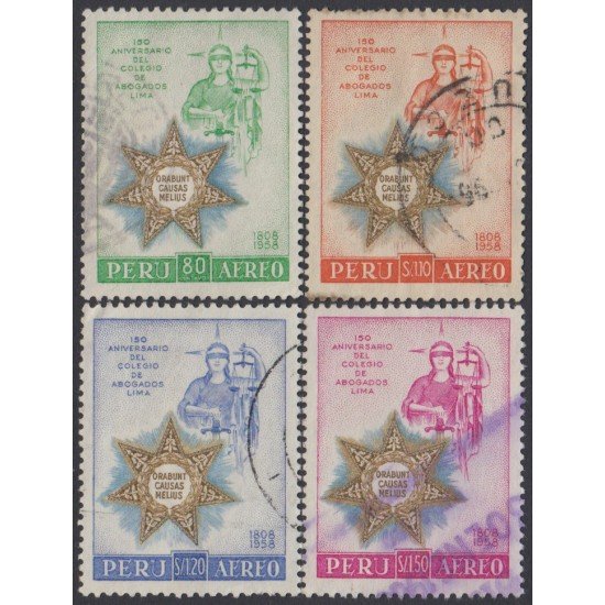 Perú A- 148/51 1958 150 Aniversario del Colegio de Abogados Usado Perú A- 148/51 1958 150 Aniversario del Colegio de Abogados Usado