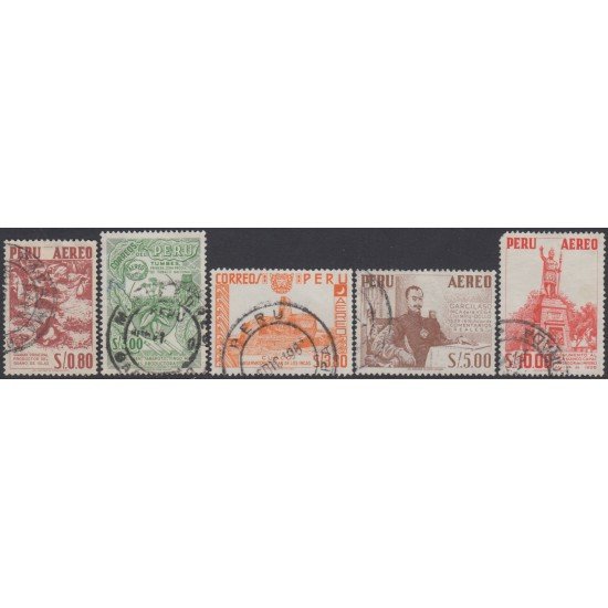 Perú A- 152/56 1960 Tipos de 1953 Monumento Guano Garcilaso Inca de la Vega Usado Perú A- 152/56 1960 Tipos de 1953 Monumento Guano Garcilaso Inca de la Vega Usado