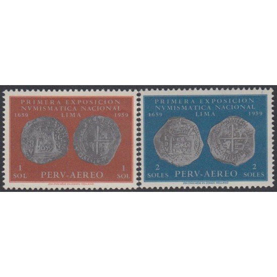 Perú A- 160/61 1961 300 Años de la 1ra exposición numismática Monedas MNH Perú A- 160/61 1961 300 Años de la 1ra exposición numismática Monedas MNH