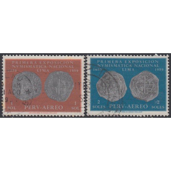 Perú A- 160/61 1961 300 Años de la 1ra exposición numismática Monedas Usado Perú A- 160/61 1961 300 Años de la 1ra exposición numismática Monedas Usado