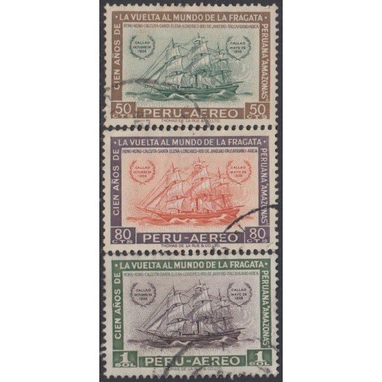 Perú A- 163/65 1961 100 Años de la vuelta al mundo de la Fragata Amazons Usado Perú A- 163/65 1961 100 Años de la vuelta al mundo de la Fragata Amazons Usado
