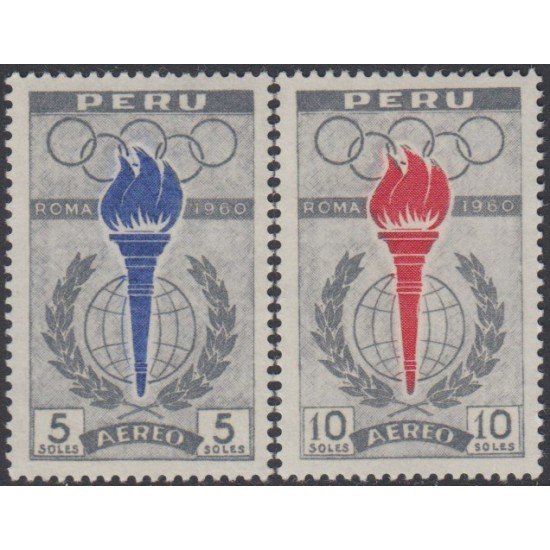 Perú A- 166/67 1961 Juegos olímpicos de Roma Antorcha MNH Perú A- 166/67 1961 Juegos olímpicos de Roma Antorcha MNH