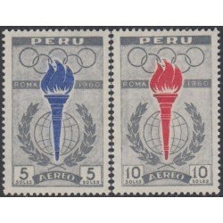 Perú A- 166/67 1961 Juegos olímpicos de Roma Antorcha MH Perú A- 166/67 1961 Juegos olímpicos de Roma Antorcha MH