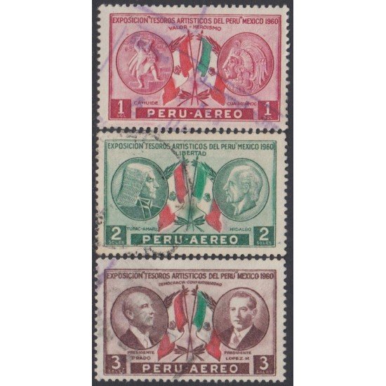 Perú A- 172/74 1962 Exposición Tesoros artísticos del Perú Usado Perú A- 172/74 1962 Exposición Tesoros artísticos del Perú Usado