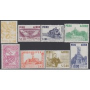 Perú A- 176/83  1962 Tipos de 1953 Monumento Locomotora Garcilaso Inca de la Vega MNH