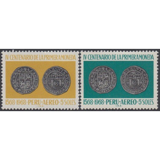 Perú A- 236/37 1969 IV Centenario de la primera moneda MNH Perú A- 236/37 1969 IV Centenario de la primera moneda MNH