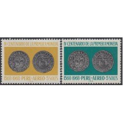 Perú A- 236/37 1969 IV Centenario de la primera moneda MH Perú A- 236/37 1969 IV Centenario de la primera moneda MH