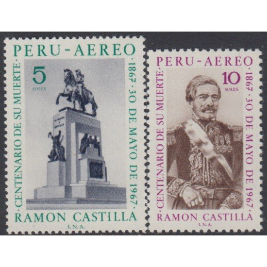 Perú A- 238/39 1969 Ramón Castilla Centenario de su muerte MNH