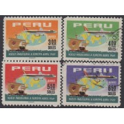 Perú A- 240/43 1969 Vuelo inaugural a Europa Avión Barco MNH