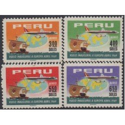 Perú A- 240/43 1969 Vuelo inaugural a Europa Avión Barco Sin goma Perú A- 240/43 1969 Vuelo inaugural a Europa Avión Barco Sin goma