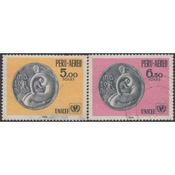 Perú A- 257/58 1970 Unicef Usado Perú A- 257/58 1970 Unicef Usado