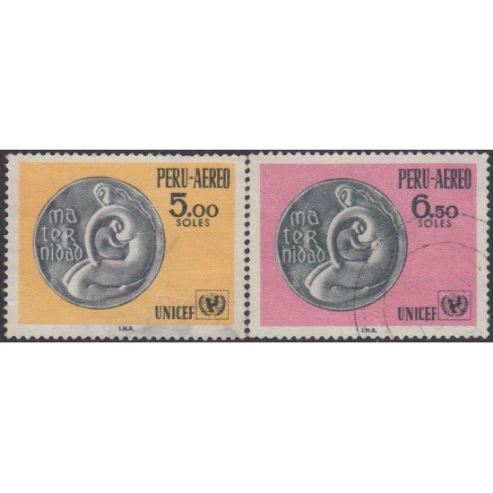 Perú A- 257/58 1970 Unicef Usado Perú A- 257/58 1970 Unicef Usado