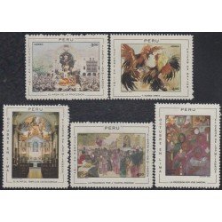 Perú A- 277/81 1970 Festivales de Octubre Gallos Iglesia MNH Perú A- 277/81 1970 Festivales de Octubre Gallos Iglesia MNH