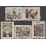 Perú A- 277/281 1970 Festivales de Octubre Gallos Iglesia Usado