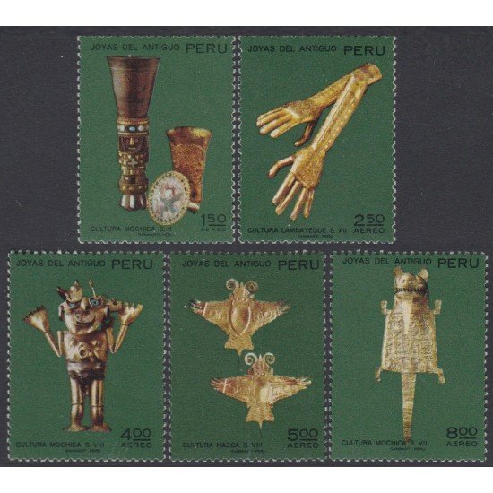 Perú A- 335/39 1973 Cultura Nazca Mochica Lambayaque Joyas antiguas MH Perú A- 335/39 1973 Cultura Nazca Mochica Lambayaque Joyas antiguas MH