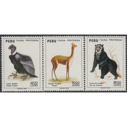 Perú A- 340/42 1973 Fauna protegida Oso Cóndor Vicuña MH