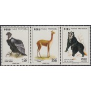 Perú A- 340/42 1973 Fauna protegida Oso Cóndor Vicuña MNH